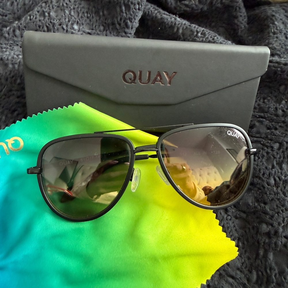 Quay Black Aviator Sunglasses